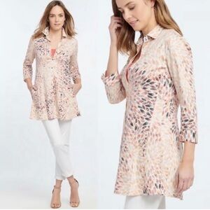 NIC+ZOE Peach Multi-Leaf Print Tunic
